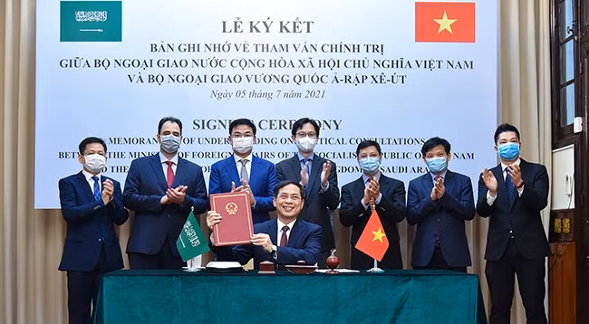 Министр иностранных дел Вьетнама Буй Тхань Шон на церемонии подписания меморандума. Фото: МИД Вьетнама