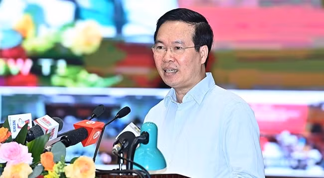 Товарищ Во Ван Тхыонг выступает на конференции. Фото: Данг Кхоа