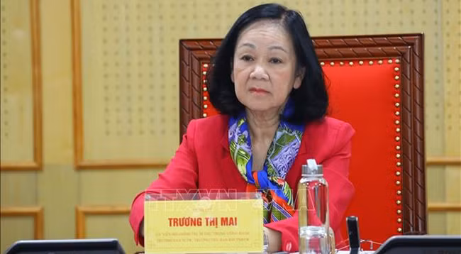 Заведующая Организационным отделом ЦК КПВ Чыонг Тхи Май на встрече. Фото: VNA