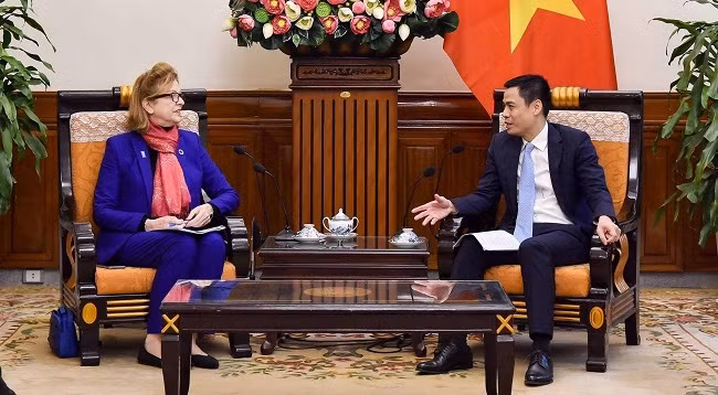 Замминистра иностранных дел Вьетнама Данг Хоанг Жанг и Глава представительства ПРООН во Вьетнаме Кэйтлин Визен. Фото: МИД Вьетнама 