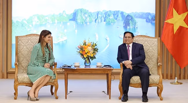 Премьер-министр Фам Минь Тьинь принимает Министра иностранных дел Панамы Эрику Муйнес. Фото: МИД Вьетнама