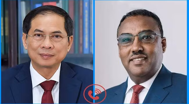 Министр иностранных дел Вьетнама Буй Тхань Шон (слева) и Вице-премьер, Министр иностранных дел Эфиопии Демеке Меконнен. Фото: МИД Вьетнама