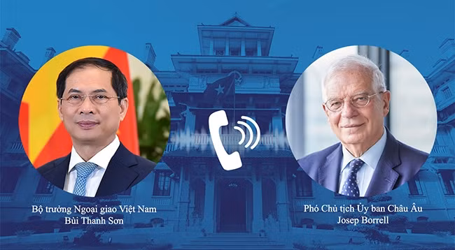 Министр иностранных дел Буй Тхань Шон и Зампредседателя ЕК, Верховный представитель ЕС по иностранным делам и политике безопасности Жозеп Борелль.