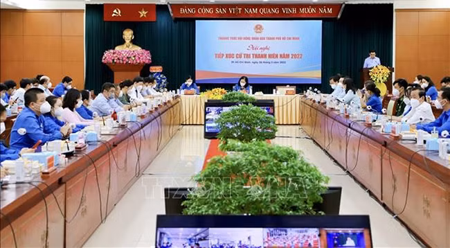 Общий вид Конференции с молодыми избирателями 2022 года в г. Хошимине. Фото: VNA