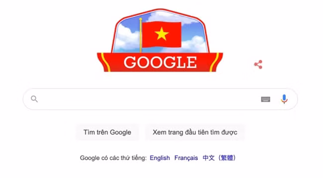 Изображение вьетнамского государственного флага на главной странице Google.