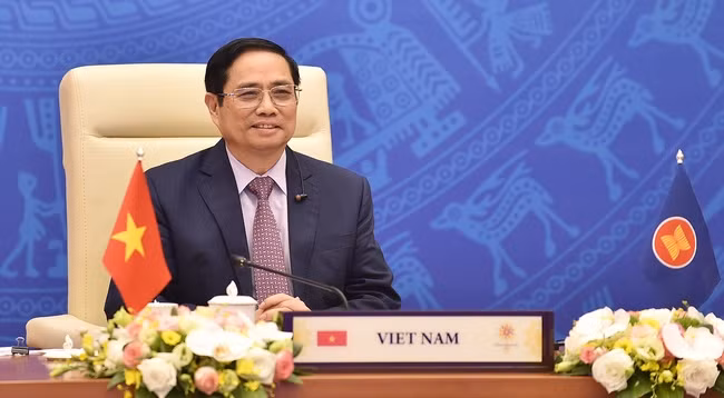 Премьер-министр Фам Минь Тьинь на саммите АСЕАН-Индия. Фото: VTV