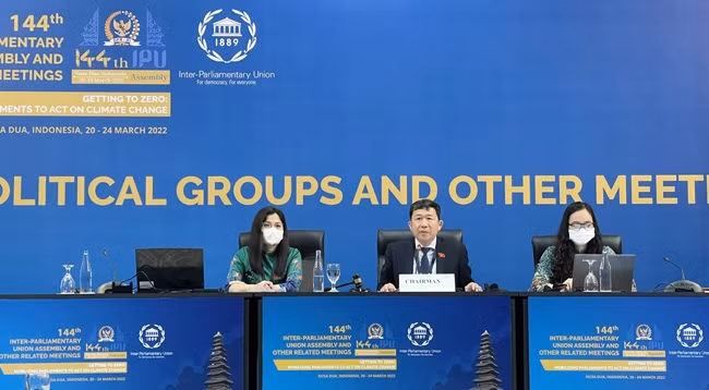 Делегация НС Вьетнама на 144-й ассамблее МПС. Фото: quochoi.vn