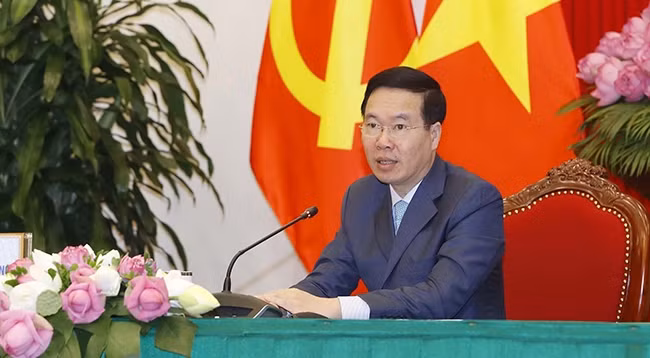 Постоянный член Секретариата ЦК КПВ Во Ван Тхыонг выступает с речью. Фото: VNA