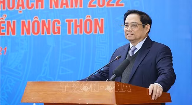 Премьер-министр Вьетнама Фам Минь Тьинь выступает с речью. Фото: VNA