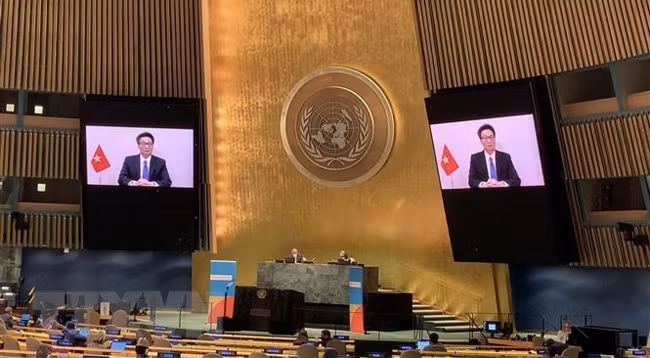 Вице-премьер Ву Дык Дам выступает на Совещании. Фото: VNA