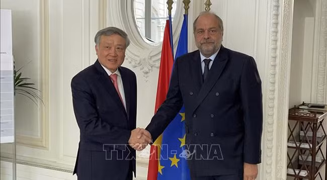 Председатель Верховного народного суда Вьетнама Нгуен Хоа Бинь (слева) и Министр юстиции Франции Эрик Дюпон-Моретти. Фото: VNA