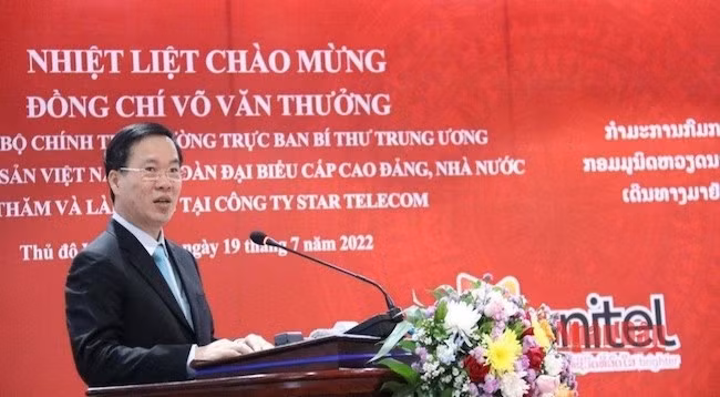 Товарищ Во Ван Тхыонг выступает на встрече. Фото: Суан Шон