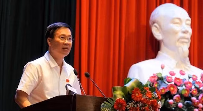 Постоянный член Секретариата ЦК КПВ Во Ван Тхыонг выступает на встрече. Фото: VGP