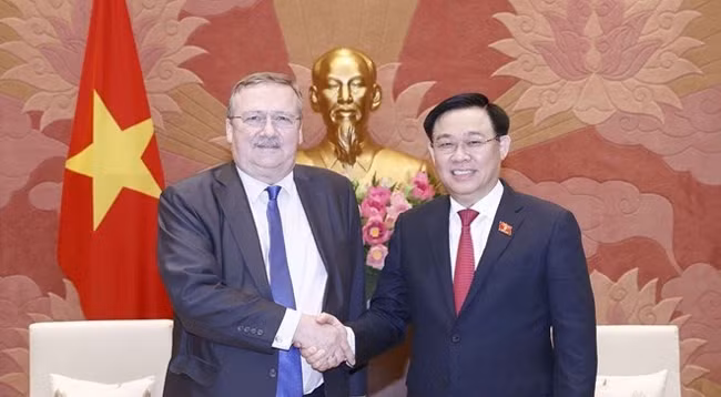 Председатель НС Выонг Динь Хюэ принял Посла Венгрии во Вьетнаме Ори Чабу 31 мая. Фото: VNA