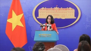 Официальный представитель МИД Фам Тху Ханг на очередной пресс-конференции. Фото: ВИА