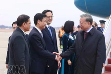 Генеральный секретарь ЦК КПВ То Лам прибыл в военный аэропорт Эндрюс (столица Вашингтон, округ Колумбия). (Фото: ВИА)