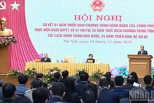 Премьер-министр Фам Минь Тьинь выступает на конференции. Фото: Чан Хай