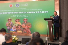 Нгуен Куанг Хьеу, заместитель директора Управления растениеводства и защиты растений, выступает с приветственным словом. Фото: daibieunhandan.vn 