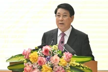 Президент Лыонг Кыонг выступает на встрече. Фото: Тхюи Нгуен