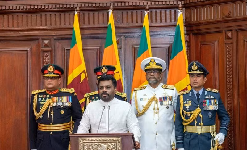 Президент Шри-Ланки Анура Кумара Диссанаяке принимает присягу в Коломбо, 23 сентября 2024 года. Фото: AA/ВИA