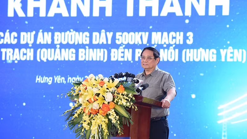 Премьер-министр Фам Минь Тьинь выступает на церемонии.