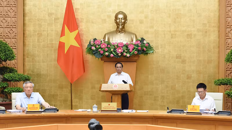 Премьер-министр Фам Минь Тьинь выступает на заседании. 