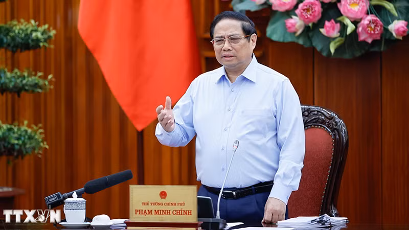 Премьер-министр Фам Минь Тьинь выступает на заседании. Фото: ВИА