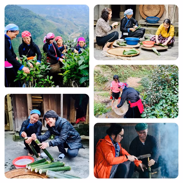 Туристы участвуют в повседневных занятиях местных жителей. Фото: dangcongsan.vn