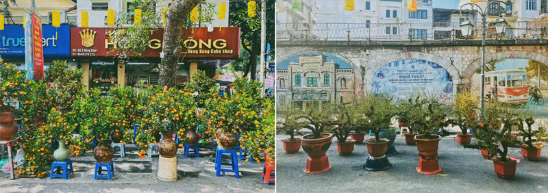 На рынке продаются персики и кумкваты. Фото: toquoc.vn