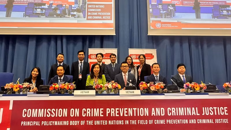 Вьетнамская делегация на 34-й сессии Комиссии по предупреждению преступности и уголовному правосудию. Фото: МИД Вьетнама 