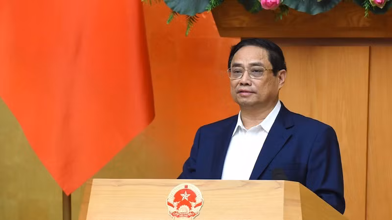 Премьер-министр Фам Минь Тьинь выступает на заседании. Фото: Чан Хай