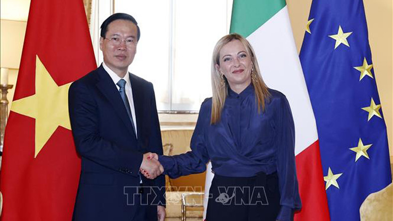 Президент Во Ван Тхыонг и Премьер-министр Италии Джорджа Мелони. Фото: ВИА Президент Во Ван Тхыонг и Премьер-министр Италии Джорджа Мелони. Фото: ВИА