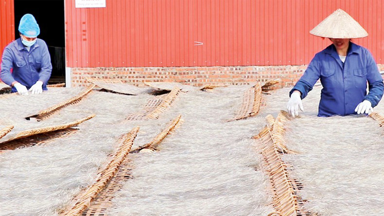 Местные жители сушат вермишель. Местные жители сушат вермишель.