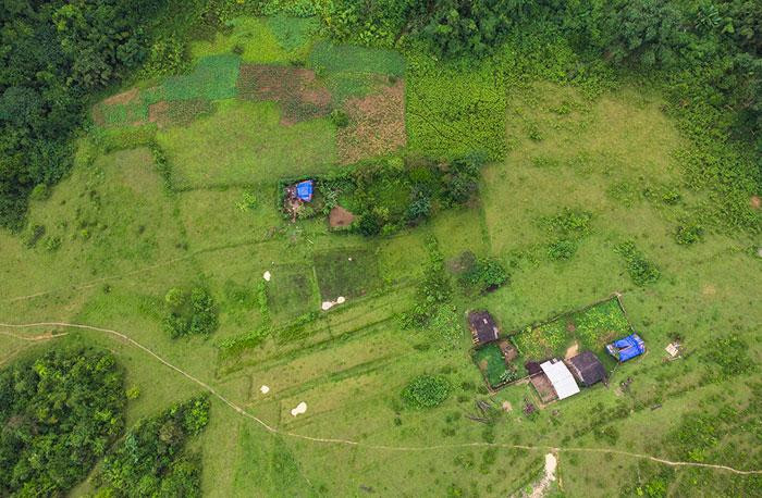 Глубоко внутри долины находятся временные домики на сваях у местных жителей, которые ухаживают за домашним скотом и охраняют продовольственные культуры на своих участках. Глубоко внутри долины находятся временные домики на сваях у местных жителей, которые ухаживают за домашним скотом и охраняют продовольственные культуры на своих участках.