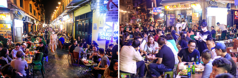 На улице Тахиен посетители поражены оживленным и суетливым многолюдным пространством. Фото: zingnews.vn На улице Тахиен посетители поражены оживленным и суетливым многолюдным пространством. Фото: zingnews.vn