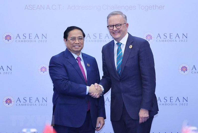 Премьер-министр Вьетнама Фам Минь Тьинь и Премьер-министр Австралии Энтони Альбанезе. Фото: ВИА Премьер-министр Вьетнама Фам Минь Тьинь и Премьер-министр Австралии Энтони Альбанезе. Фото: ВИА