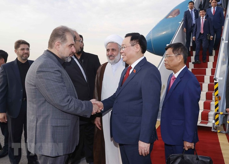Церемония встречи Председателя НС Вьетнама Выонг Динь Хюэ в аэропорту Мехрабад, Тегеран. Фото: ВИА