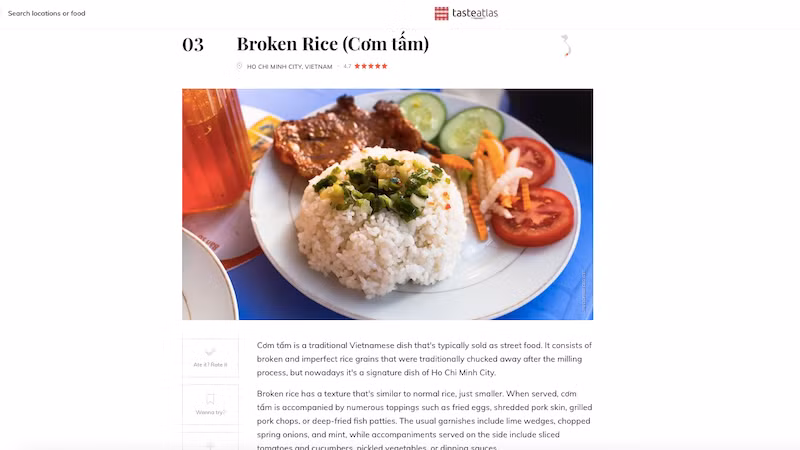 Дробленый рис «комтам» занимает 3-е место в рейтинге TasteAtlas.