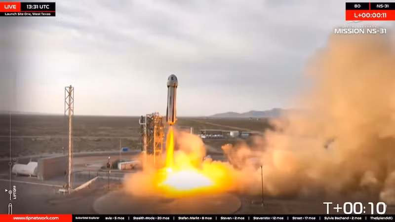 Миссия NS-31 успешно завершилась примерно через 11 минут с момента запуска.