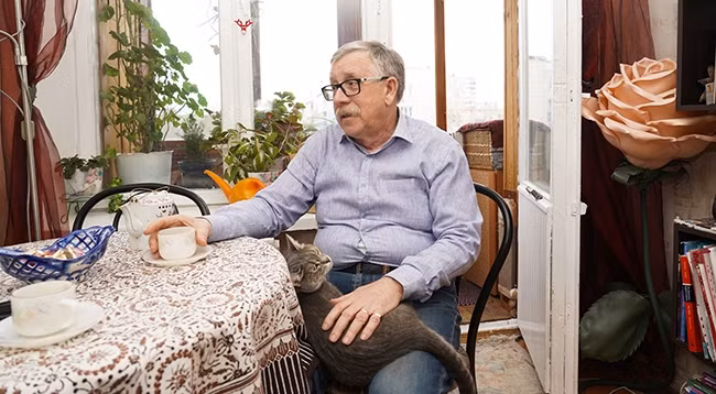 Г-н Петр Цветов рассказывает о своих воспоминаниях.