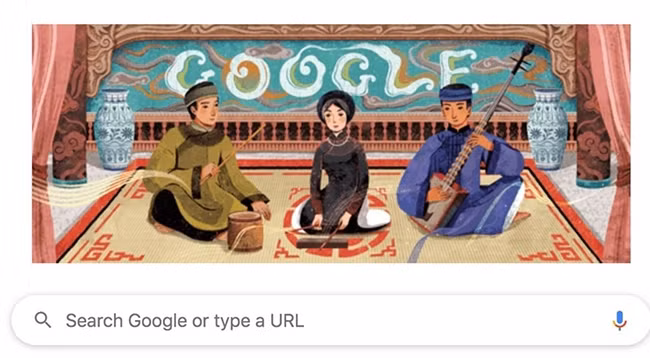 Изображение пения «качу» на главной странице Google.